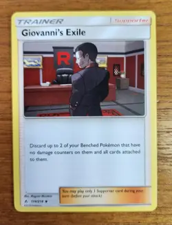 Uncommon Giovanni's Exile Pokemon Trainer Card, Unbroken Bonds Set 174/214 - Image 1