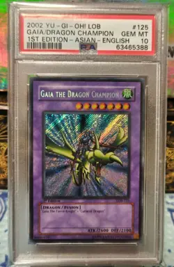 PSA 10 2002 Gaia Dragon Champion LOB-125 1st ED Secret Rare YuGiOh Asian English - Image 1