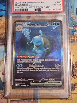 PSA 8 Blastoise ex 200/165 Special Illustration Rare MEW EN 151 Pokemon Card - Image 1