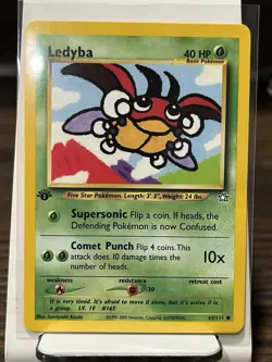 1st Edition Ledyba 63/111 Common Neo Genesis Pokemon Card - Image 1