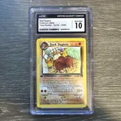 CGC 10 GEM MINT Dark Dugtrio Team Rocket 1st Edition 23/82 Pokemon Card - Image 1