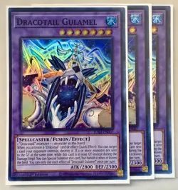 3x Dracotail Gulamel 1st Edition Super Rare JUSH-EN007 Yu-Gi-Oh! - Image 1