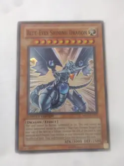 Rare Blue Eyes Shining Dragon MOV-EN001 Limited Edition YuGiOh Foil 1996 Crease - Image 1