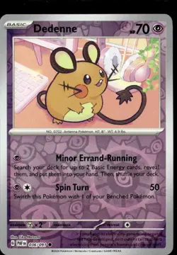 Pokemon Dedenne 036/091 Paldean Fates Reverse Holo Common 4 Card Lot - Image 1