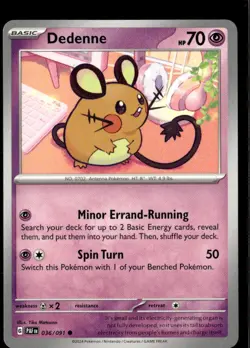 Pokemon Dedenne 036/091 Paldean Fates Non Holo Common 5 Card Lot - Image 1