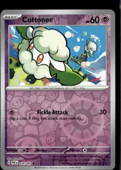 Pokemon Cottonee 034/091 Paldean Fates Reverse Holo Common 4 Card Lot - Image 1