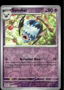 Pokemon Swoobat 033/091 Paldean Fates Reverse Holo Uncommon 4 Card Lot - Image 1