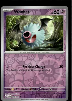 Pokemon Woobat 032/091 Paldean Fates Reverse Holo Common 4 Card Lot - Image 1