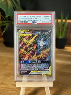 SM210 Moltres Zapdos Articuno GX ETB Promo Card PSA 10 Graded Pokemon Card 2019 - Image 1