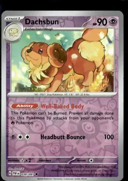 Pokemon Dachsbun 039/091 Paldean Fates Reverse Holo Uncommon 4 Card Lot - Image 1