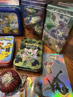 Vintage Pokemon Tin Bundle Lot Playing Cards Sealed Tin Stickers - Image 4