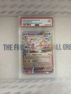 PSA 9 MINT Sylveon EX #41 Stamped 2025 Pokemon Prismatic Evolutions Surprise Box - Image 1