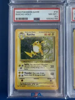 1999 Pokemon Base Set Unlimited English 14/102 Raichu Holo PSA 8.5 NM-MT+ - Image 1
