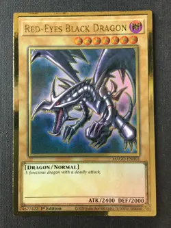 Yugioh Maximum Gold MAGO-EN003 Red-Eyes Black Dragon 1st Ed Premium Gold Rare LP - Image 1