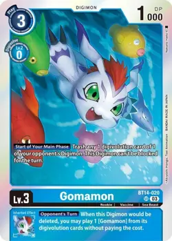 Digimon Card Game Gomamon BT14-020 SR NM - Image 1