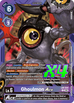 4x Ghoulmon ACE (Limited Card Pack) LM-044 P Promo World Convergence Digimon NM - Image 1