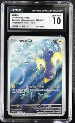 CGC 10 Wattrel 178/167 Twilight Masquerade Illustration Rare Pokemon Card - Image 1