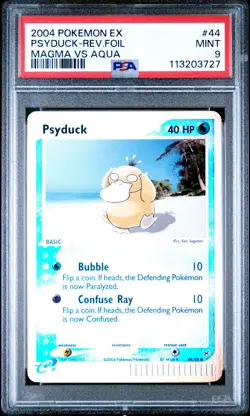 2004 POKEMON EX TEAM MAGMA VS TEAM AQUA #44 PSYDUCK-REVERSE FOIL PSA 9 - Image 1