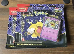 Pokemon Paldean Fates Tech Sticker Collection Display 12 Sealed 3-pack Blisters - Image 2
