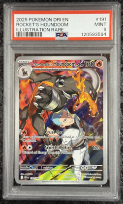 2025 POKEMON DRI EN ROCKET'S HOUNDOOM ILLUSTRATION RARE #191 MINT 💎 PSA 9 - Image 1