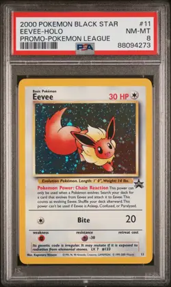 2000 Pokemon Promo Black Star Eevee-Holo Promo-Pokemon League PSA 8 - Image 1