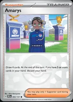 Amarys 093/131 PRE Pokeball Reverse Holo Pokemon Card TCG NM - Image 1