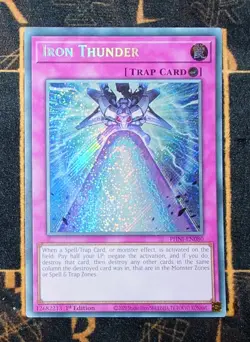 YUGIOH Iron Thunder (PHNI-EN080) Secret Rare 1st Edition Near Mint - Image 1