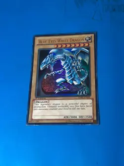 YUGIOH Ultra Rare Blue-Eyes White Dragon SDBE-EN001 1st Edition PLAYED - Image 1