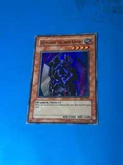 YUGIOH Super Rare Gearfried The Iron Knight PSV-E101 PLAYED - Image 1
