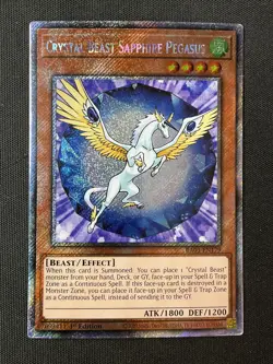 Yugioh RA03-EN179 Crystal Beast Sapphire Pegasus 1st Ed Platinum Secret Rare LP - Image 1
