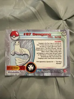 Dewgong #87 Topps Pokemon 2000 TV Animation Edition Non Holo Blue Logo - Image 2