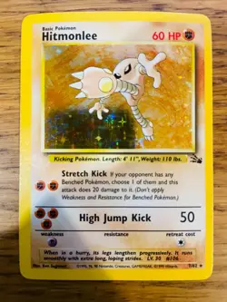 NEAR MINT! Hitmonlee (7/62) Holo Fossil Set Pokemon Card! FAST & FREE P&P! - Image 1