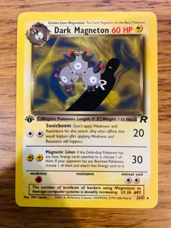 NEAR MINT! 1st Edition Dark Magneton (28/82) Team Rocket Set Rare Pokemon Card! - Image 1