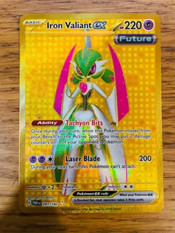 N-MINT! Iron Valiant ex (261/182) Paradox Rift Gold Secret Rare Pokemon Card! - Image 1
