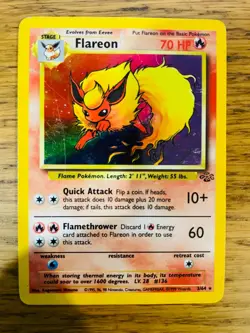 PLAYED! Flareon (3/64) Holo Jungle Set Pokemon Card! FAST & FREE P&P! - Image 1