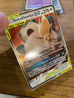 NM! Eevee & Snorlax GX (120/181) S&M Tag Team Team Up Ultra Rare Pokemon Card! - Image 3