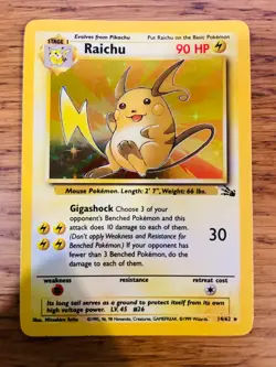 NEAR MINT! Raichu (14/62) Holo Fossil Set Pokemon Card! FAST & FREE P&P! - Image 1