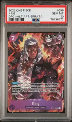 One Piece Card Game King OP01 096 SR Alt Art Romance Dawn PSA 10 - Image 1