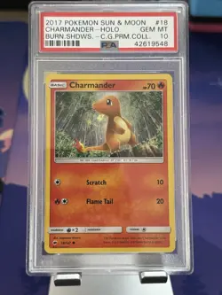 2017 POKEMON CARD CHARMANDER HOLO 18 PREMIUM PROMO #18 GRADED PSA 10 GEM MINT - Image 1