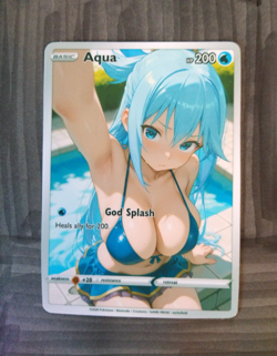 Beautiful Waifu Card - Aqua Swimsuit Goddess ACG Custom DIY Fan Art Card - Image 1