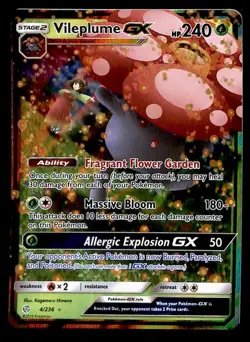 Vileplume GX Full Art Ultra Rare Cosmic Eclipse 4/236, NM Pokemon Card - Image 1