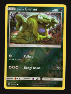 Pokemon TCG Alolan Grimer Unified Minds Sun & Moon SM 127 Reverse Holo NM Card - Image 1