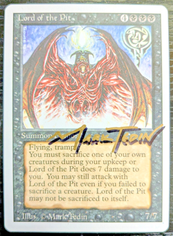 MTG REVISED RARE 1994 Lord of the Pit SHADOW SIGNED BY MARK TEDIN - Image 1