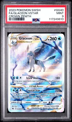 2023 Pokemon Sword & Shield Crown Zenith Glaceon VSTAR FA GG40/GG70 #GG40 PSA 9 - Image 1