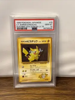 1998 japanese pokemon kuchiba city gym deck lt surge's lv 15 Pikachu psa 10 - Image 1