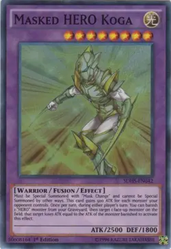 Masked HERO Koga - SDHS-EN042 - Super Rare - 1st Edition NM YuGiOh! Structure D - Image 1
