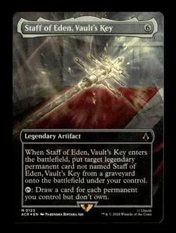 MTG - Staff of Eden, Vault's Key - Borderless - Assassin's Creed - NM FOIL - Image 1