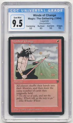 Graded Winds of Change CGC 9.5 GEM MINT QUAD Legends English 1994 WOTC MTG Magic - Image 1