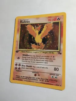 Pokemon TCG Moltres Holo Rare Card 12/62 Fossil 1st Edition WOTC 1999 - Image 2