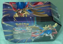POKEMON TRADING CARD GAME ZACIAN EX220 SLASHING LEGENDS TIN with 5 BOOSTER PACKS - Image 3